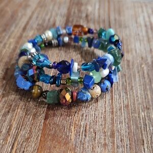 Gemstone Wrap Bracelet In Blues